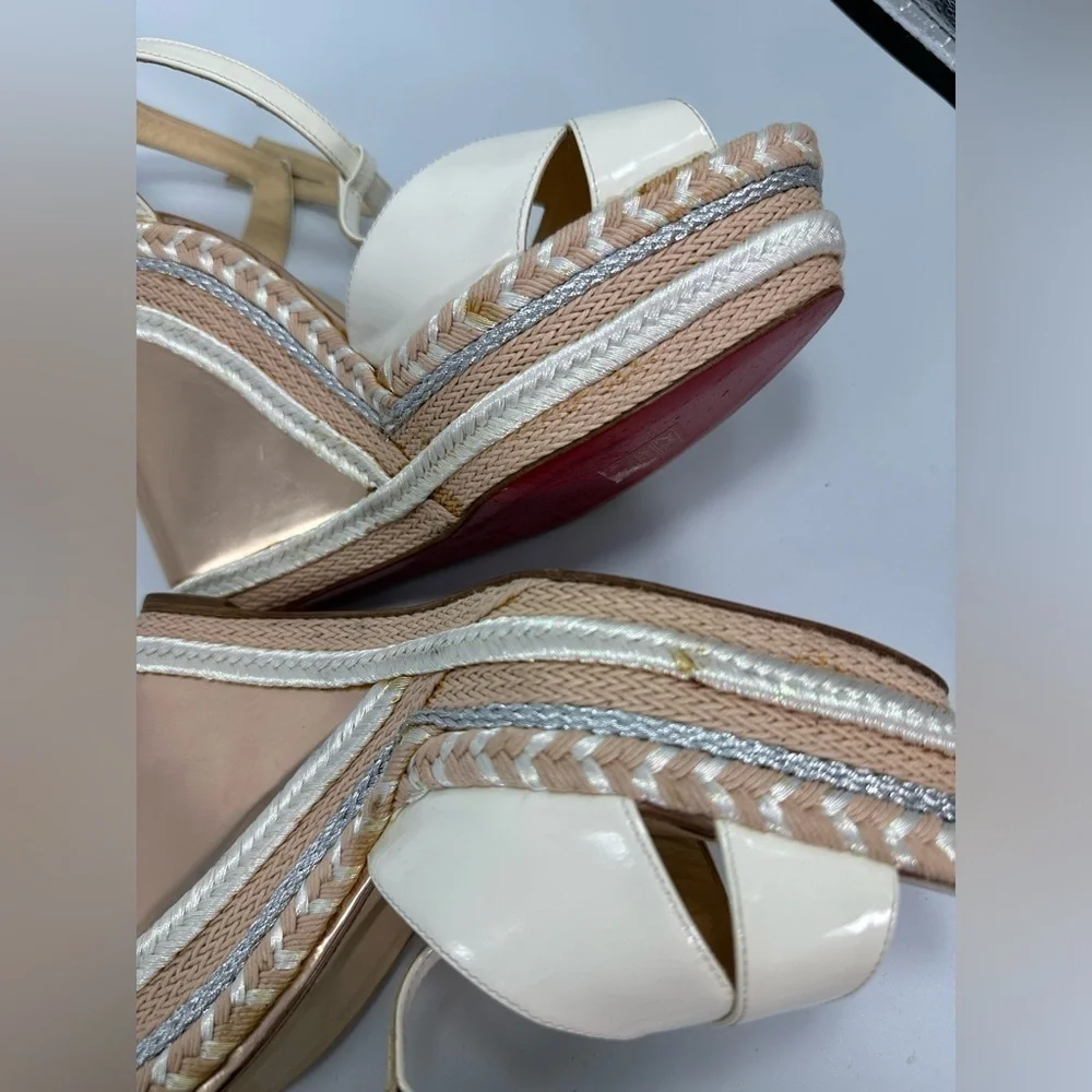 Christian Louboutin Marina Liege 140mm Espadrille Wedge sandals size 11